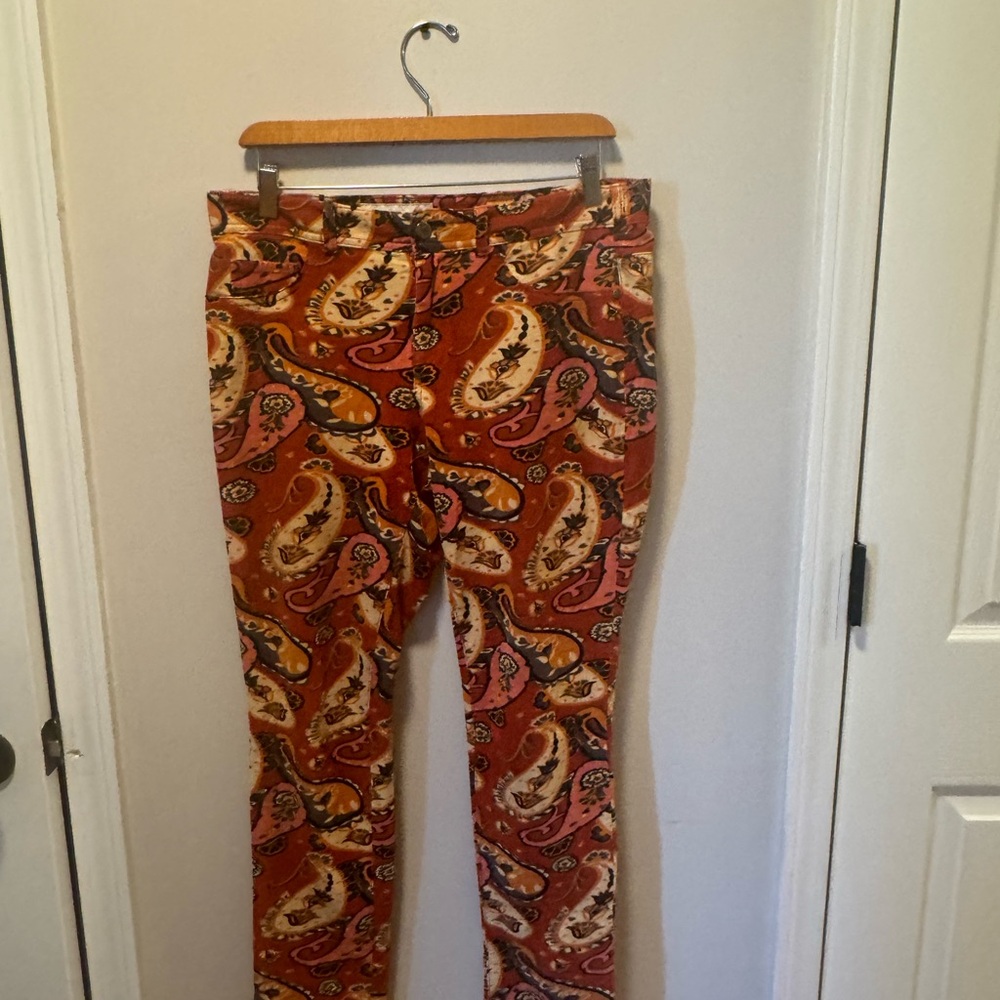 Anthropology paisley corduroy pants
